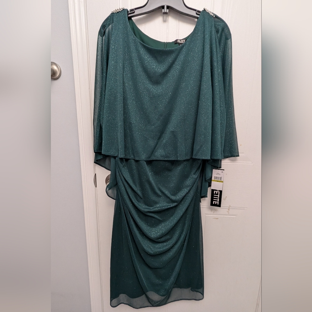 NWT Laura Petite Glitter Mesh Gown